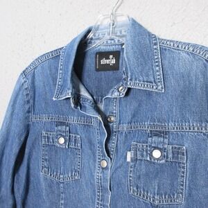 Vintage Levis Silvertab Top Women Medium Button Cotton Hong Kong Pockets 90s Y2K